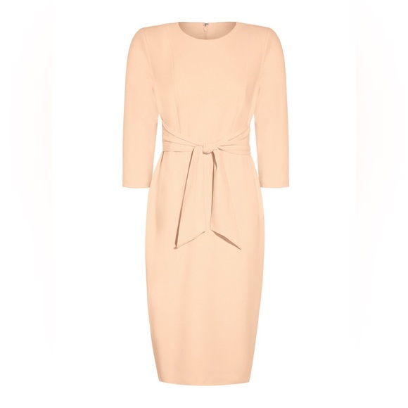 Adrianna papell knit crepe tie waist sheath dress blush pink women size 2 - Picture 3 of 17